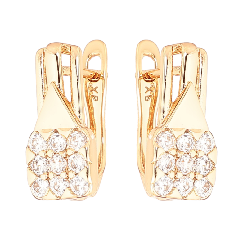 Сережки Xuping Позолота 18K англійський замок «Візерунок з кристалами» фото №1