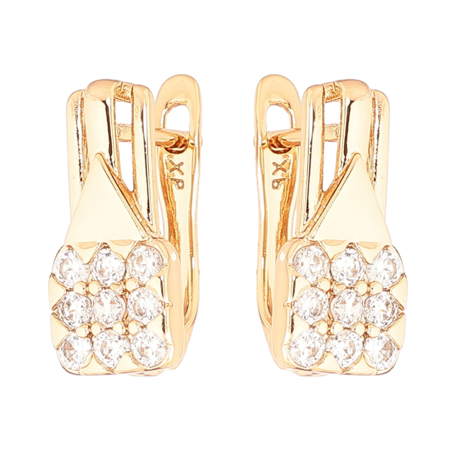 Сережки Xuping Позолота 18K англійський замок «Візерунок з кристалами» фото №1