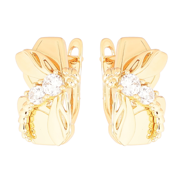 Серьги Xuping Позолота 18K английский замок Стрекозы фото №19