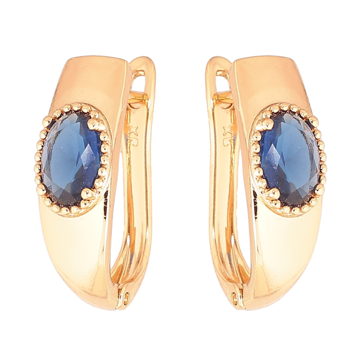 Серьги Xuping Позолота 18K английский замок Вставка синий кристалл фото №4