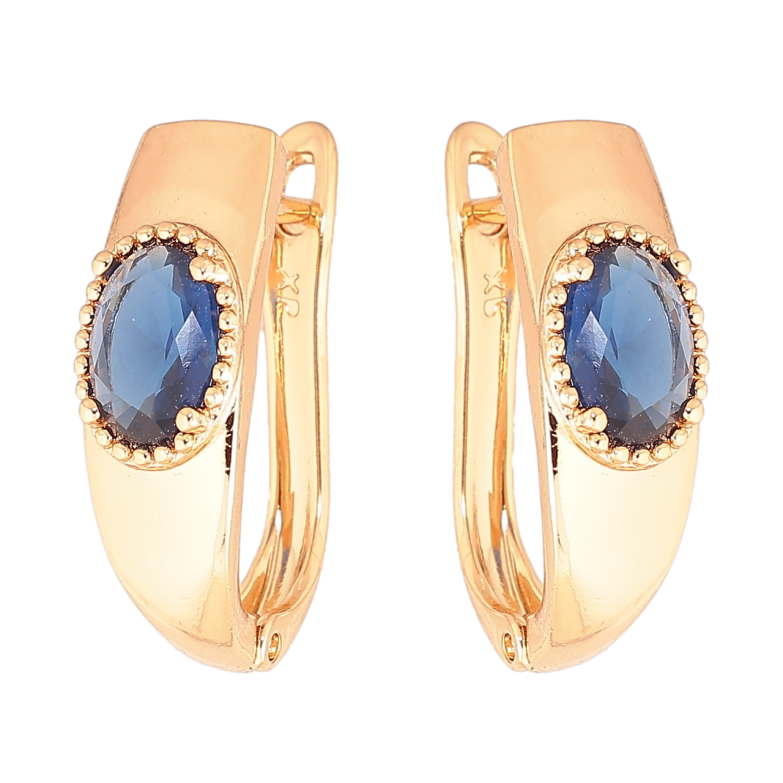 Сережки Xuping Позолота 18K англійський замок «Вставка синій кристал» фото №5