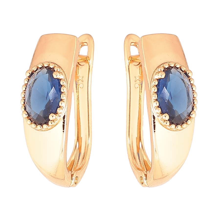 Серьги Xuping Позолота 18K английский замок Вставка синий кристалл фото №1