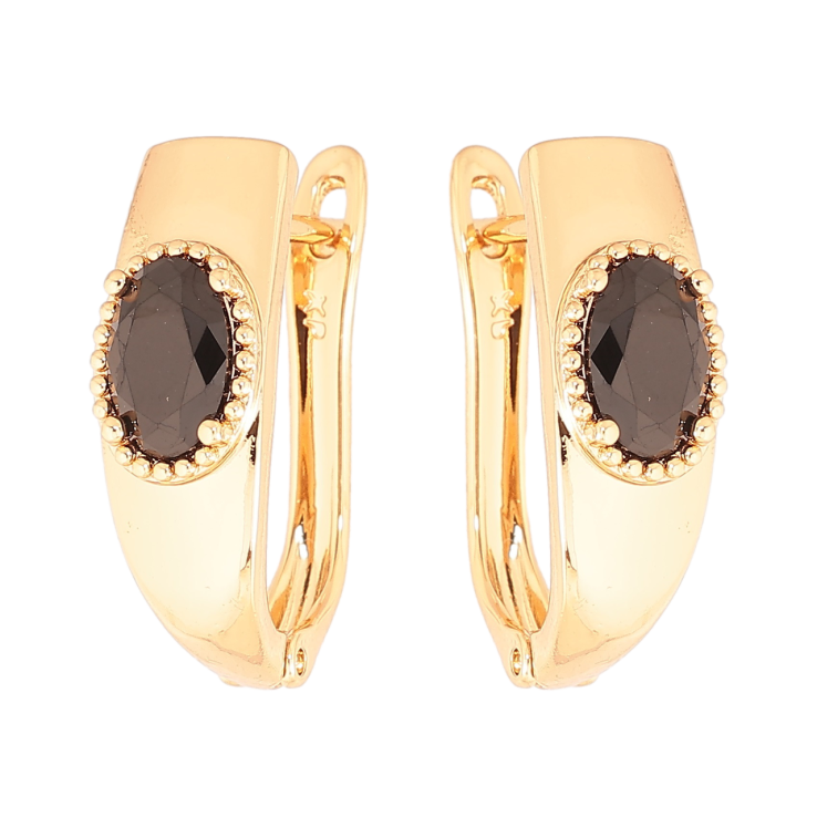 Сережки Xuping Позолота 18K англійський замок «Вставка чорний кристал» фото №8