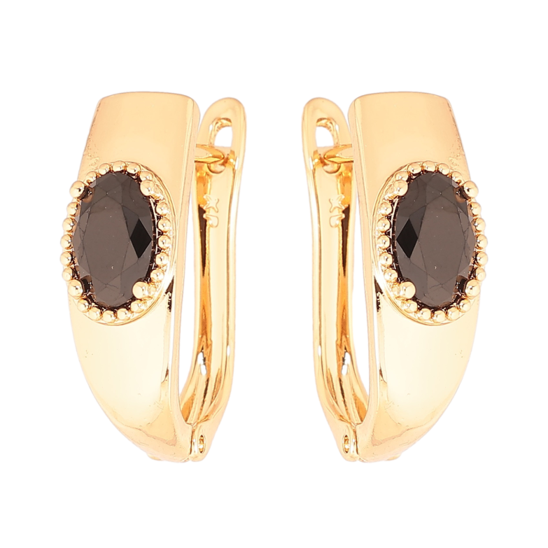 Серьги Xuping Позолота 18K английский замок Вставка черный кристалл фото №1