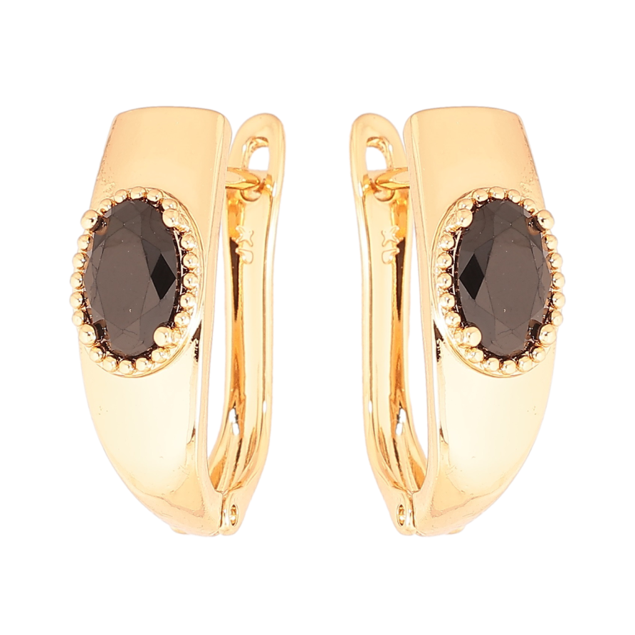 Сережки Xuping Позолота 18K англійський замок «Вставка чорний кристал» фото №1