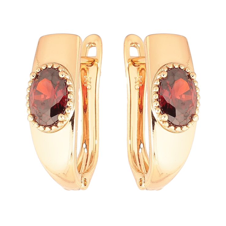 Сережки Xuping Позолота 18K англійський замок «Вставка червоний кристал» фото №9