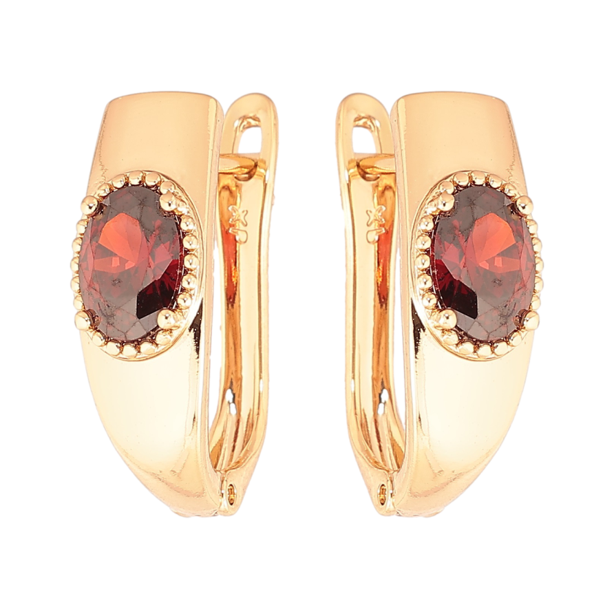 Сережки Xuping Позолота 18K англійський замок «Вставка червоний кристал» фото №1