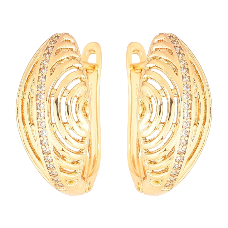 Сережки Xuping Позолота 18K англійський замок «Різьблений візерунок з доріжкою кристалів» фото №1