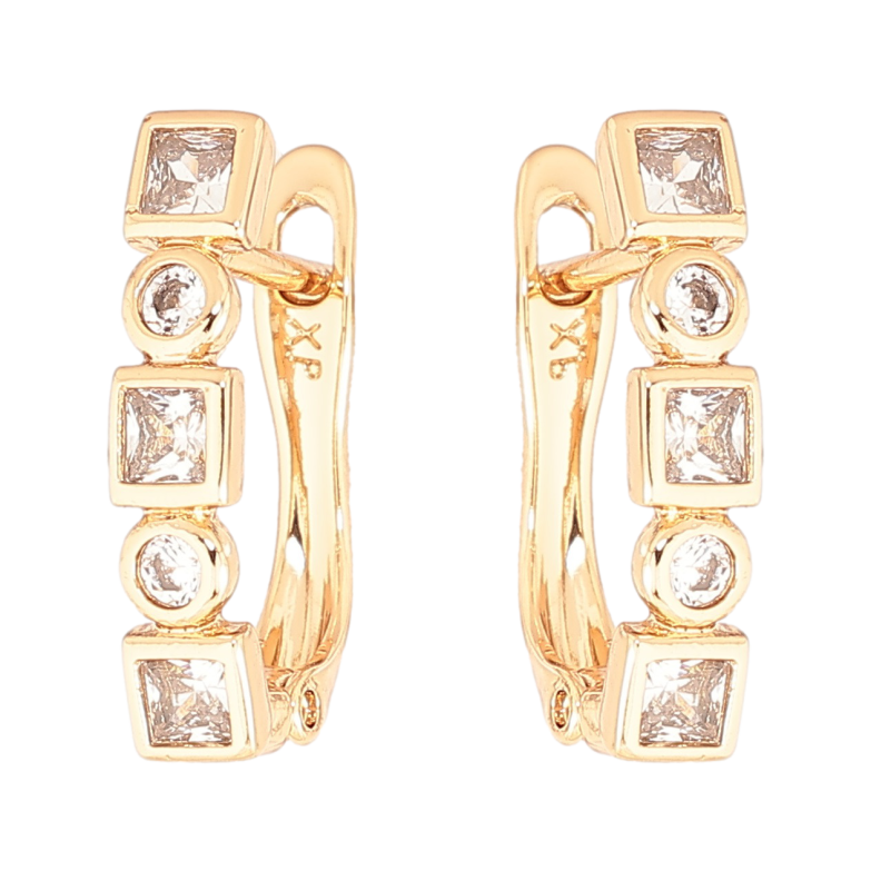 Серьги Xuping Позолота 18K английский замок Дорожки кристаллов фото №1