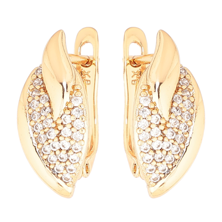 Сережки Xuping Позолота 18K англійський замок «Візерунок з інкрустацією кристалами» фото №5