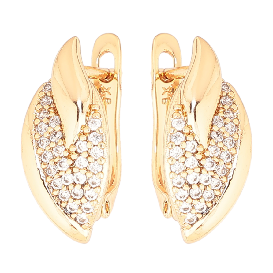 Сережки Xuping Позолота 18K англійський замок «Візерунок з інкрустацією кристалами» фото №1