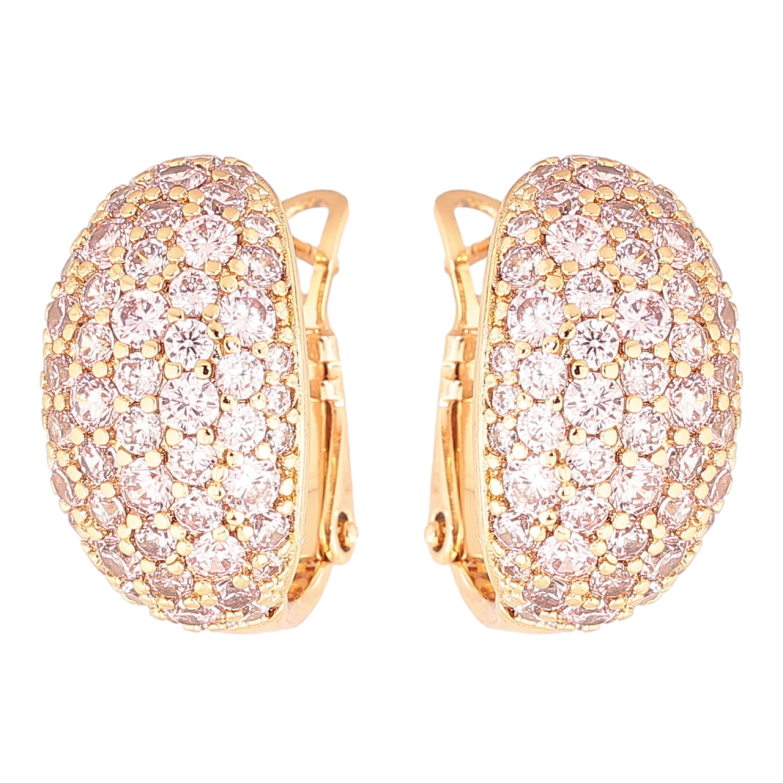 Сережки Xuping Позолота 18K італійський замок «Інкрустація рожевими кристалами» фото №2 Сережки Xuping Позолота 18K італійський замок «Інкрустація рожевими кристалами» фото №2