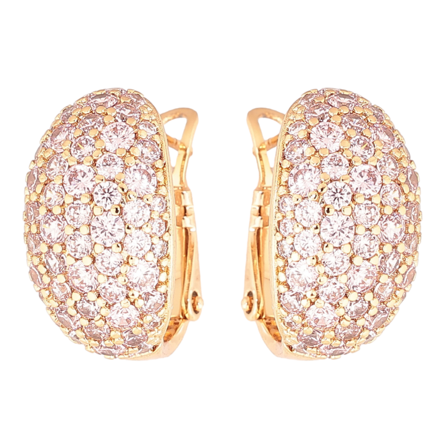 Сережки Xuping Позолота 18K італійський замок «Інкрустація рожевими кристалами» фото №1 Сережки Xuping Позолота 18K італійський замок «Інкрустація рожевими кристалами» фото №1