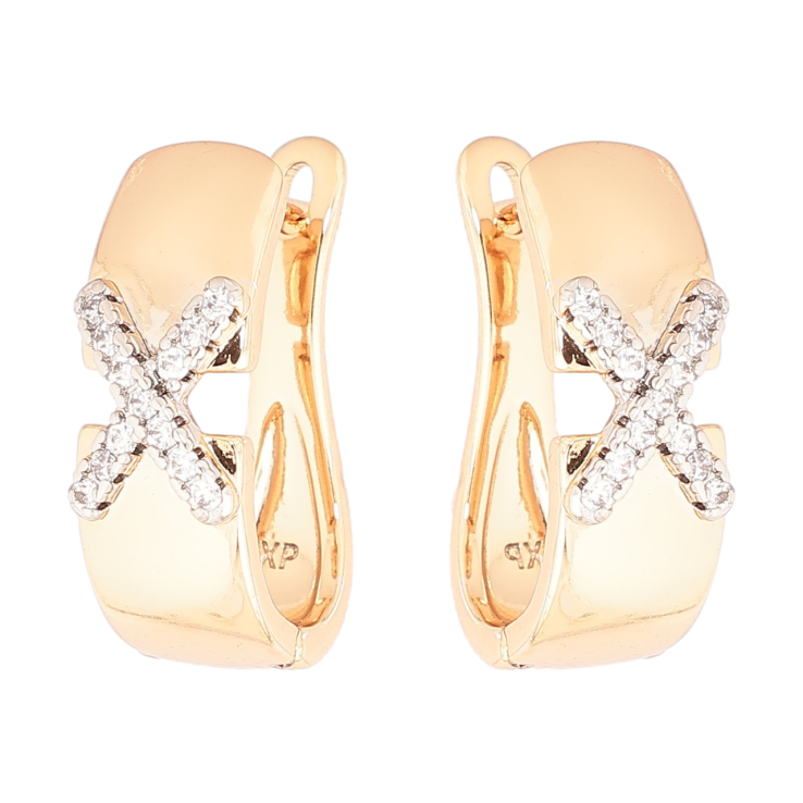 Сережки Xuping Позолота 18K + Родій англійський замок «Візерунок хрестики з кристалами» фото №17