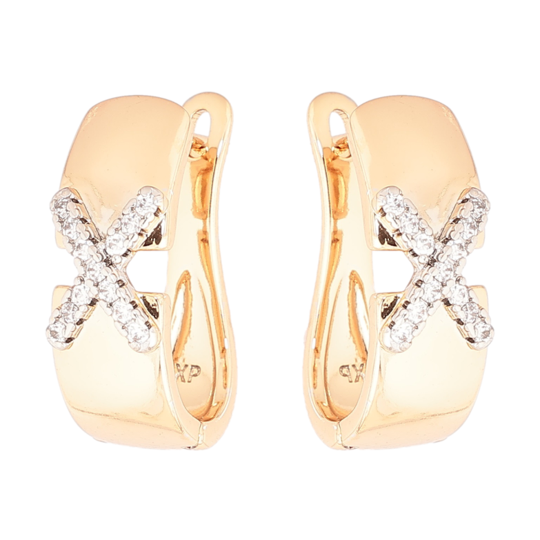 Серьги Xuping Позолота 18K + Родий английский замок Узор крестики с кристаллами фото №1