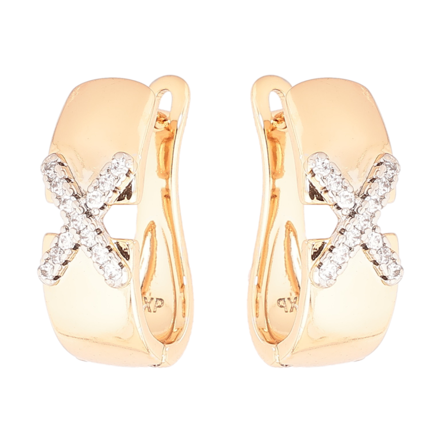 Сережки Xuping Позолота 18K + Родій англійський замок «Візерунок хрестики з кристалами» фото №1