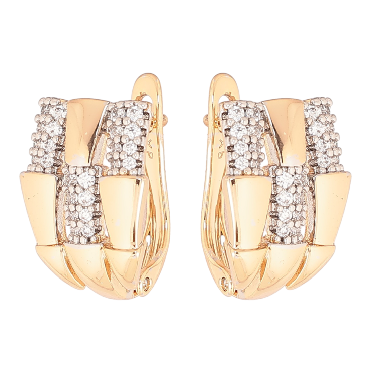 Сережки Xuping Позолота 18K + Родій англійський замок «Візерунок з кристалами» фото №14