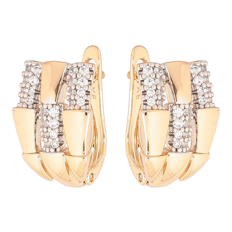 Серьги Xuping Позолота 18K + Родий английский замок Узор с кристаллами фото №1