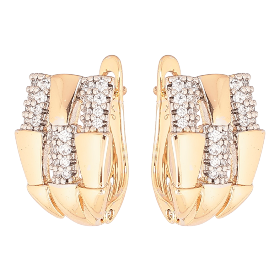 Сережки Xuping Позолота 18K + Родій англійський замок «Візерунок з кристалами» фото №1