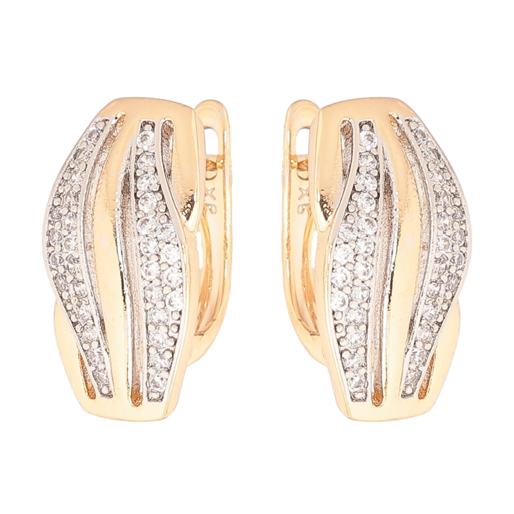 Сережки Xuping Позолота 18K + Родій англійський замок «Візерунок з інкрустацією кристалами» фото №23