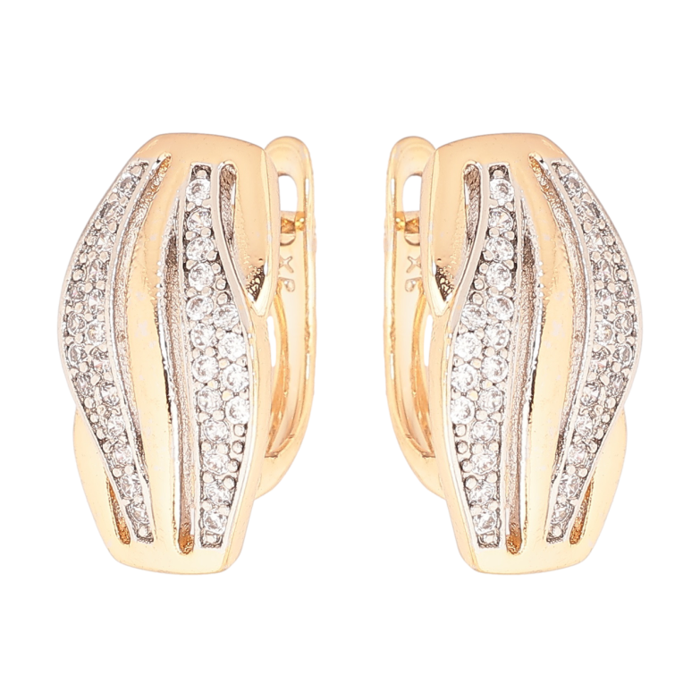 Серьги Xuping Позолота 18K + Родий английский замок Узор с инкрустацией кристаллами фото №1