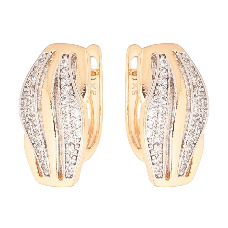 Сережки Xuping Позолота 18K + Родій англійський замок «Візерунок з інкрустацією кристалами» фото №1