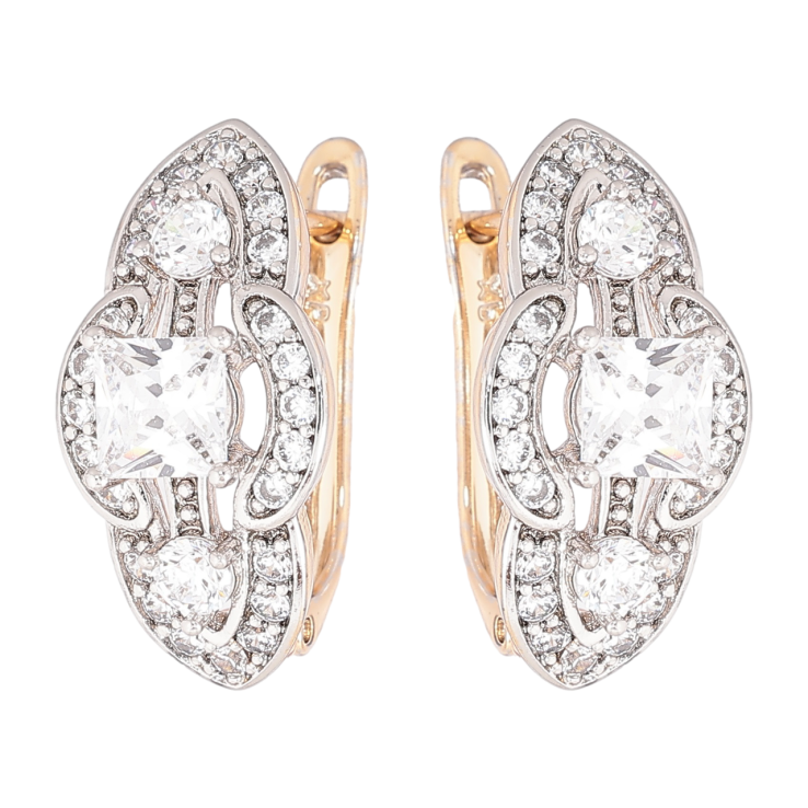 Сережки Xuping Позолота 18K + Родій англійський замок «Інкрустація кристалами» фото №13