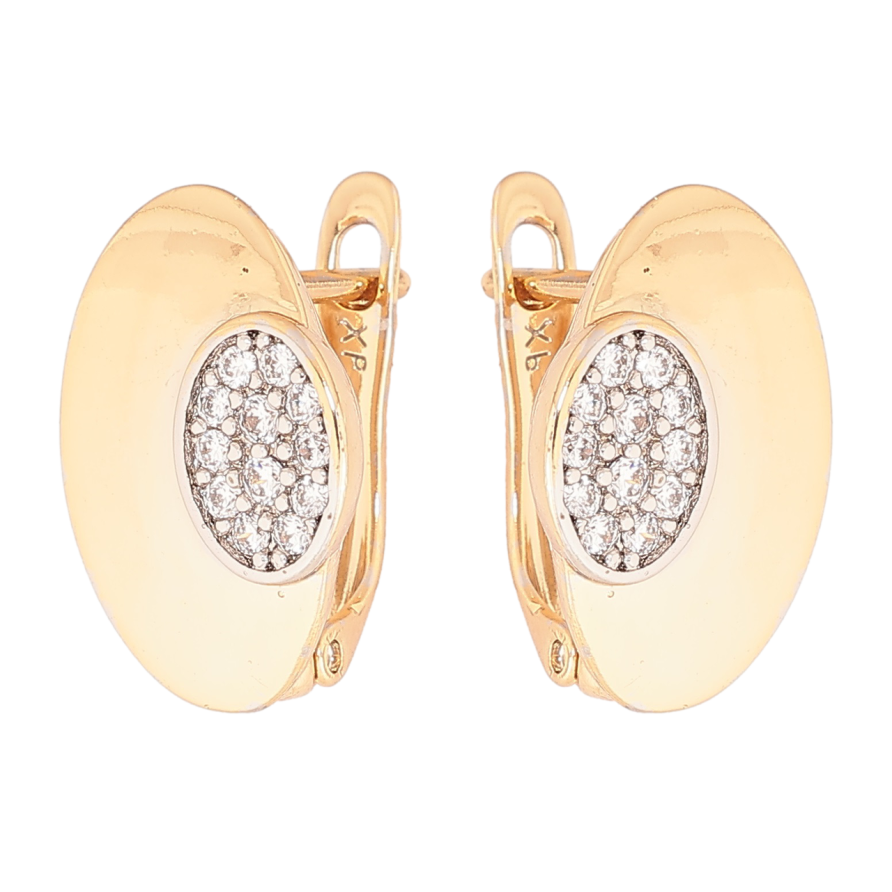 Сережки Xuping Позолота 18K + Родій англійський замок «Овали з інкрустацією кристалами» фото №1