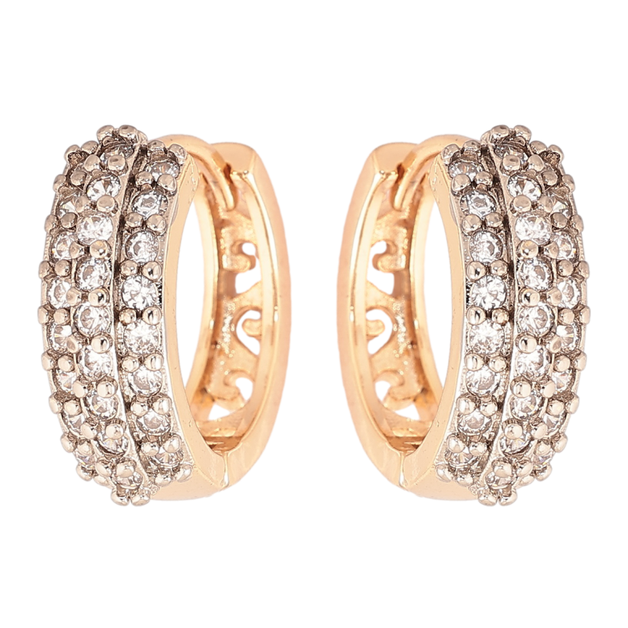 Сережки Xuping Позолота 18K + Родій колечка «Інкрустація кристалами» фото №1