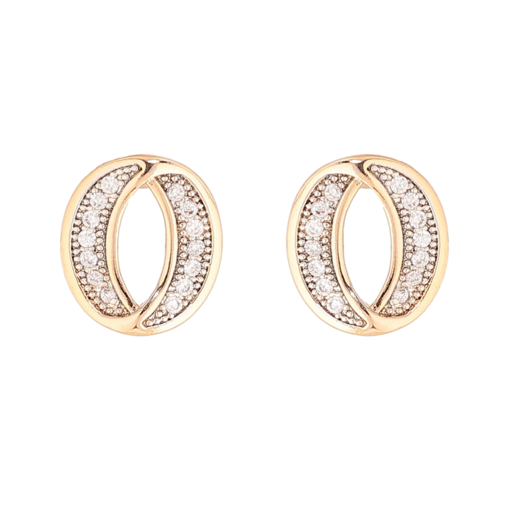 Сережки Xuping Позолота 18K + Родій пусети «Овали з кристалами» фото №16