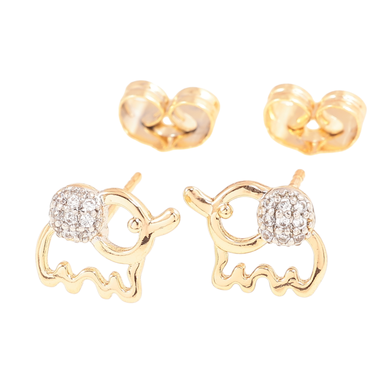 Сережки дитячі Xuping Позолота 18K + Родій пусети «Слоненята з кристалами» фото №7