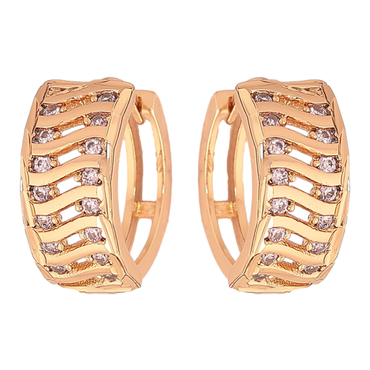 Сережки Xuping Позолота РВ колечка «Різьблений візерунок з кристалами» фото №6