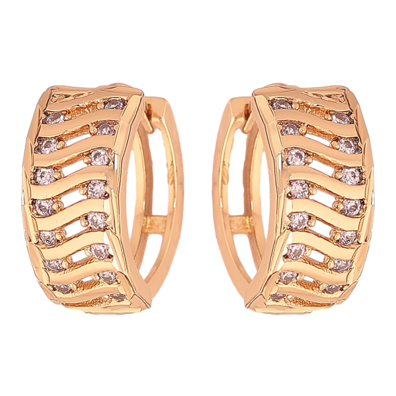 Сережки Xuping Позолота РВ колечка «Різьблений візерунок з кристалами» фото №6