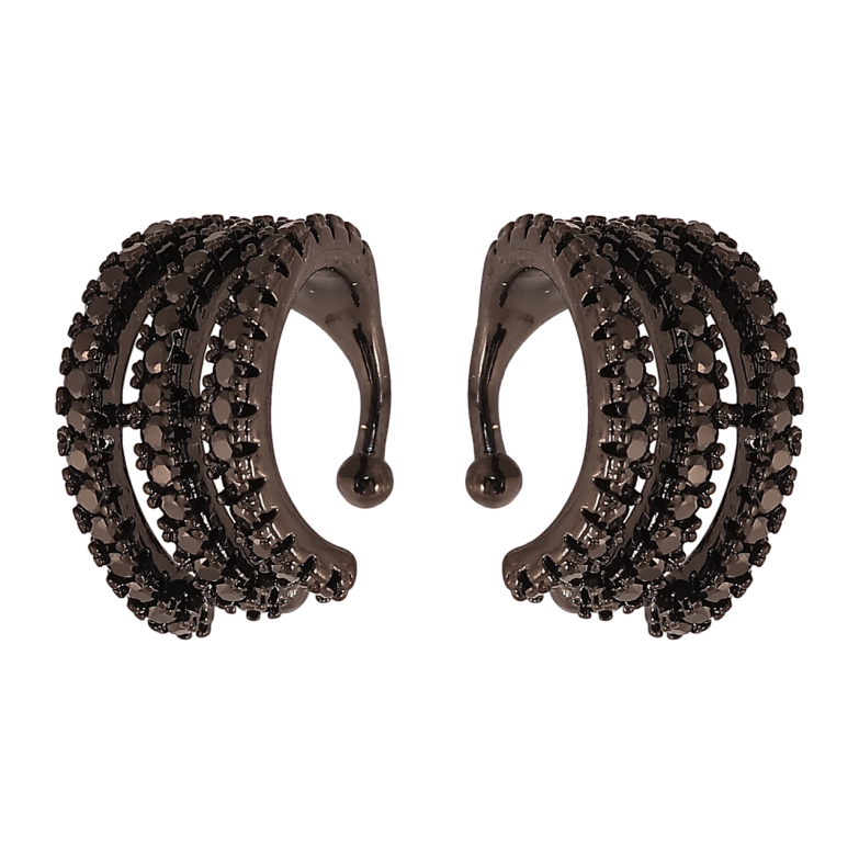 Сережки Xuping Позолота Black (чорне золото) кафи «Доріжки чорного цирконію» фото №2