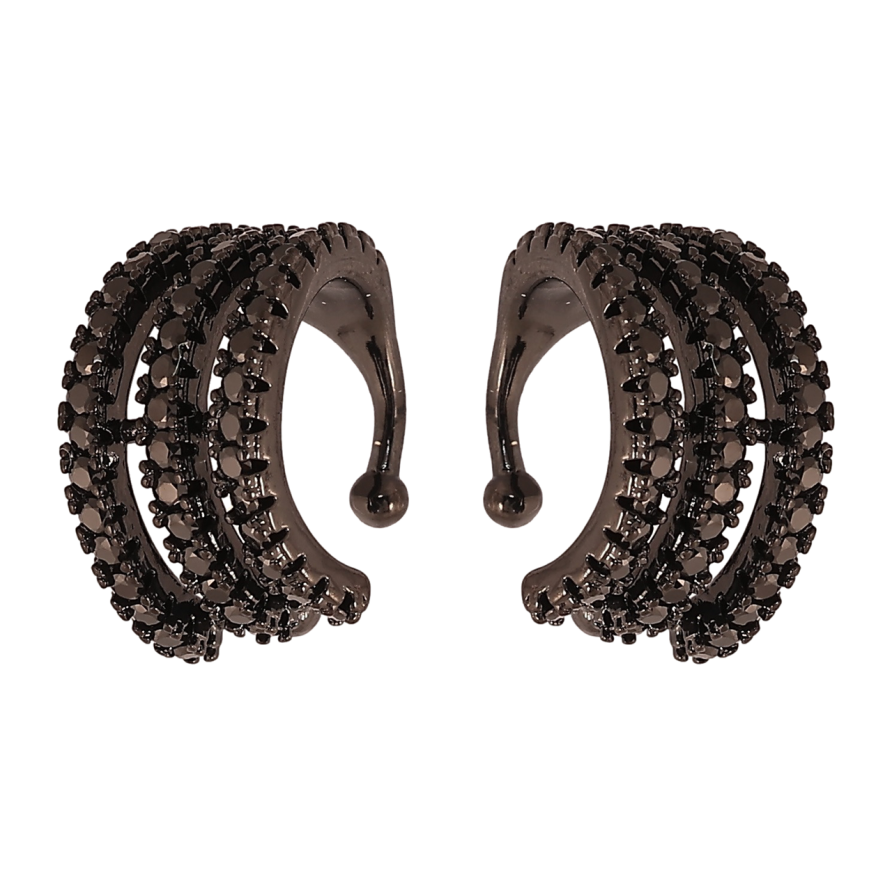 Сережки Xuping Позолота Black (чорне золото) кафи «Доріжки чорного цирконію» фото №1