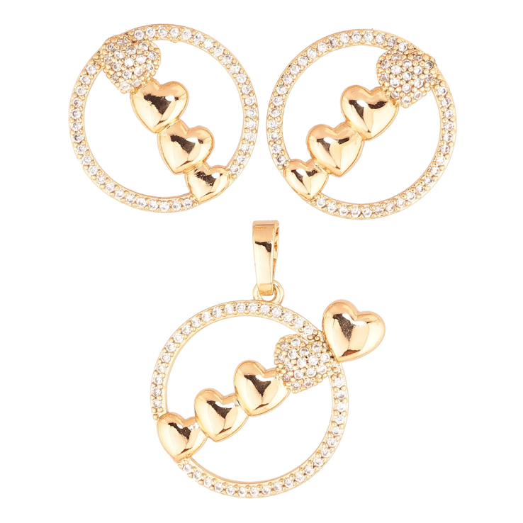 Набір Xuping Позолота 18K Сережки Кулон «Сердечка в колечках» фото №15