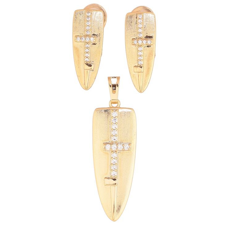 Набір Xuping Позолота 18K Сережки Кулон «Візерунок з кристальними хрестами» фото №19