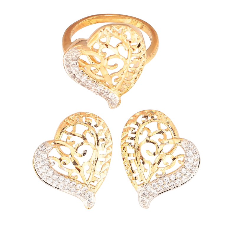 Набір Xuping Позолота + Родій Сережки Каблучка Сердечка фото №1