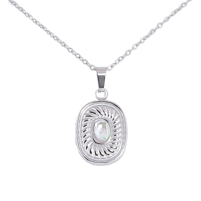 Кулон на цепочке Xuping ТТМ Stainless Steel цвет Родий Декоративный узор с кристаллом длинна 46-52см х 1.5мм фото №1