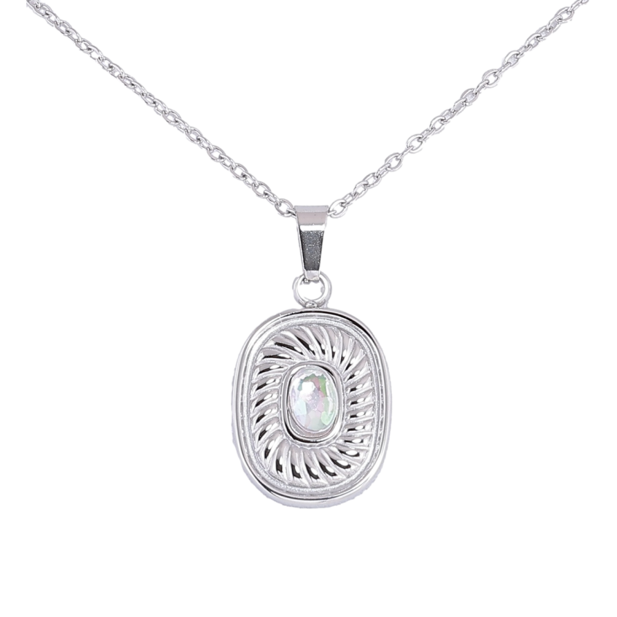 Кулон на ланцюжку Xuping ТТМ Stainless Steel колір Родій «Декоративний візерунок з кристалом» довжина 46-52см х 1.5мм фото №1