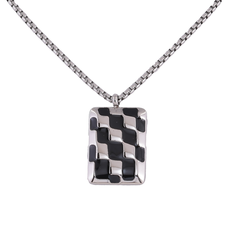 Підвіска на ланцюжку Xuping ТТМ Stainless Steel колір Родій «Візерунок чорною емаллю» довжина 46-51см х 2мм фото №16