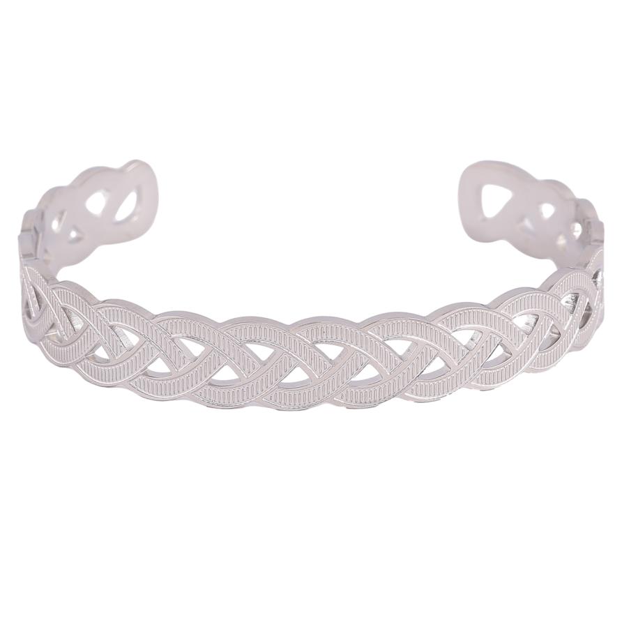 Браслет Xuping ТТМ Stainless Steel цвет Родий Косичка ø 6см фото №1