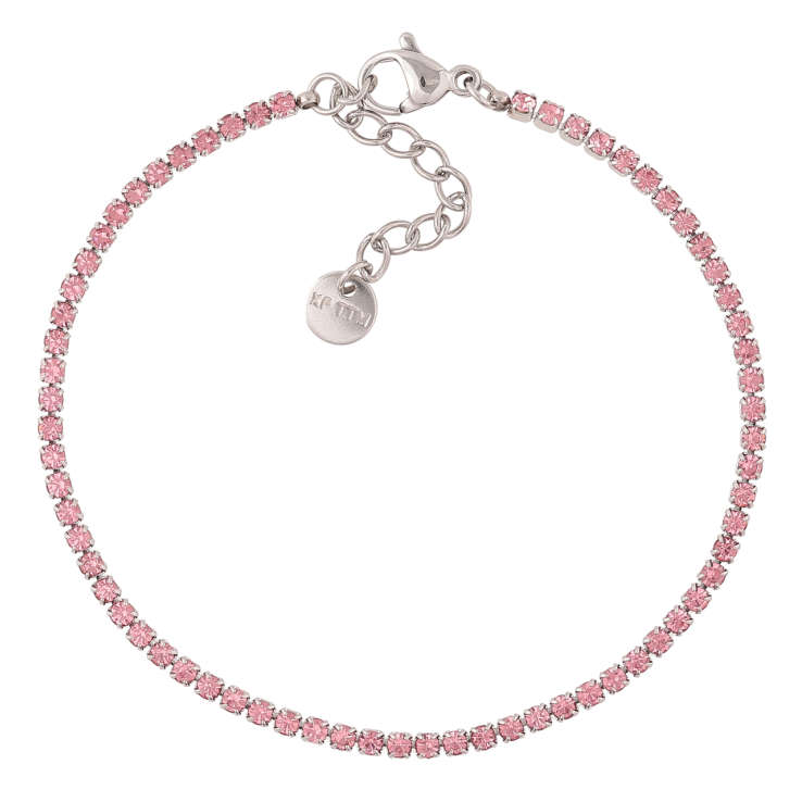 Браслет Xuping ТТМ Stainless Steel колір Родій «Доріжка рожевих кристалів» з доп.ланц. 17.5-20.5см х 2мм фото №17