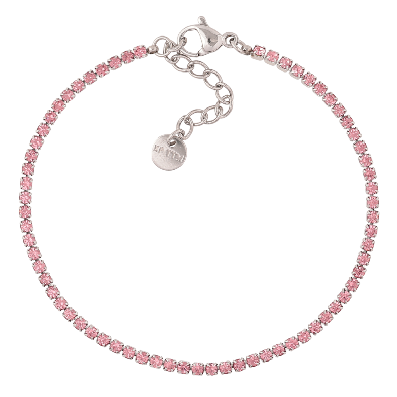 Браслет Xuping ТТМ Stainless Steel колір Родій «Доріжка рожевих кристалів» з доп.ланц. 17.5-20.5см х 2мм фото №8