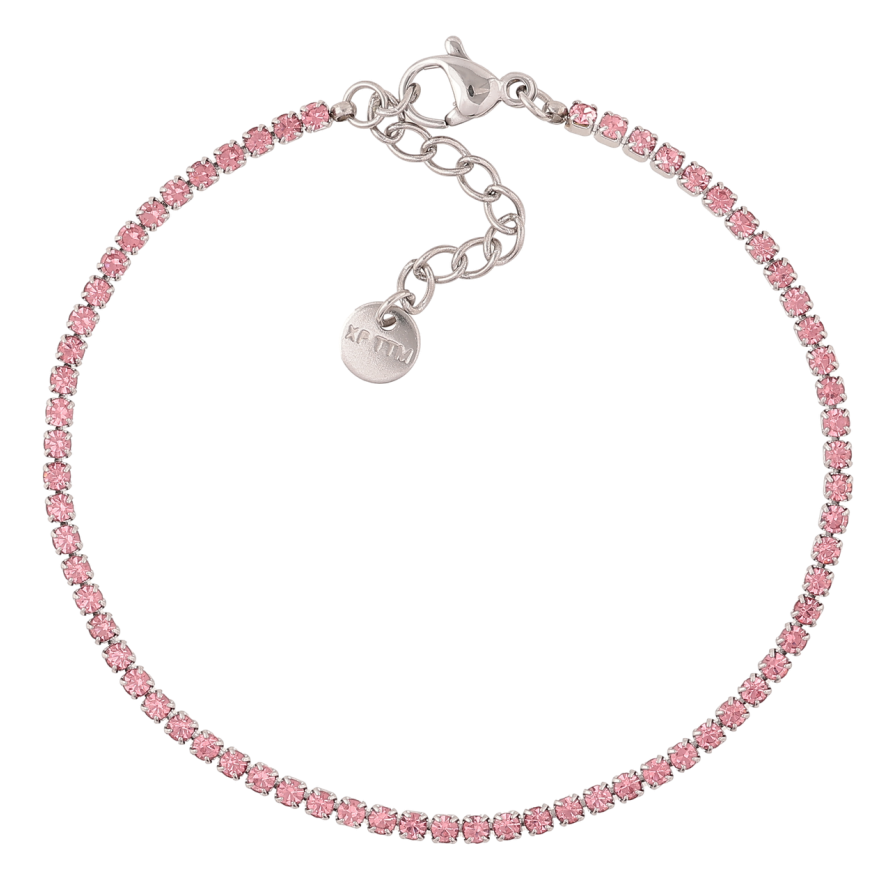 Браслет Xuping ТТМ Stainless Steel колір Родій «Доріжка рожевих кристалів» з доп.ланц. 17.5-20.5см х 2мм фото №1