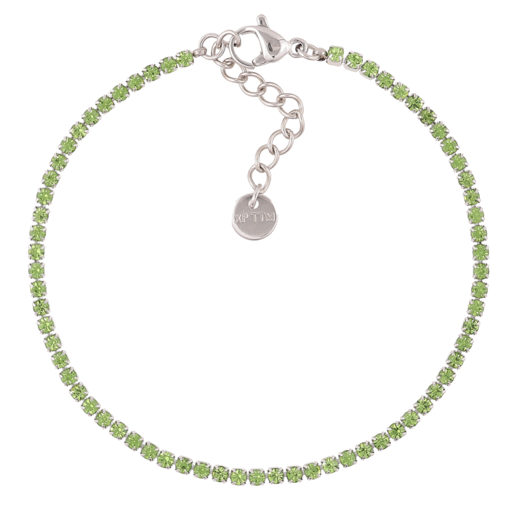 Браслет Xuping ТТМ Stainless Steel колір Родій «Доріжка салатових кристалів» з доп.ланц. 17.5-20.5см х 2мм фото №11