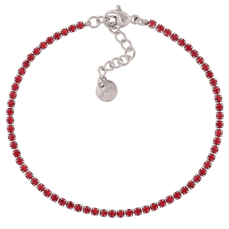 Браслет Xuping ТТМ Stainless Steel колір Родій «Доріжка червоних кристалів» з доп.ланц. 17.5-20.5см х 2мм фото №1