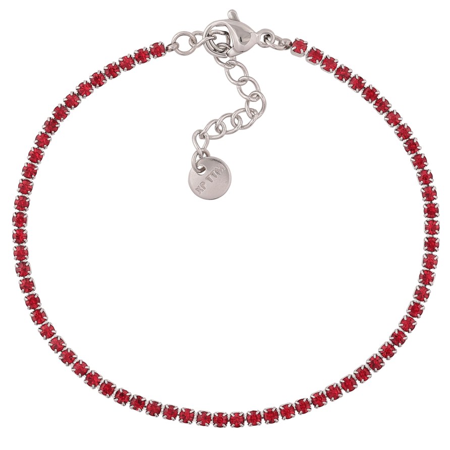 Браслет Xuping ТТМ Stainless Steel колір Родій «Доріжка червоних кристалів» з доп.ланц. 17.5-20.5см х 2мм фото №1