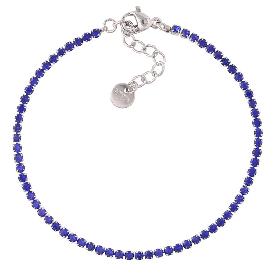 Браслет Xuping ТТМ Stainless Steel колір Родій «Доріжка синіх кристалів» з доп.ланц. 17.5-20.5см х 2мм фото №1