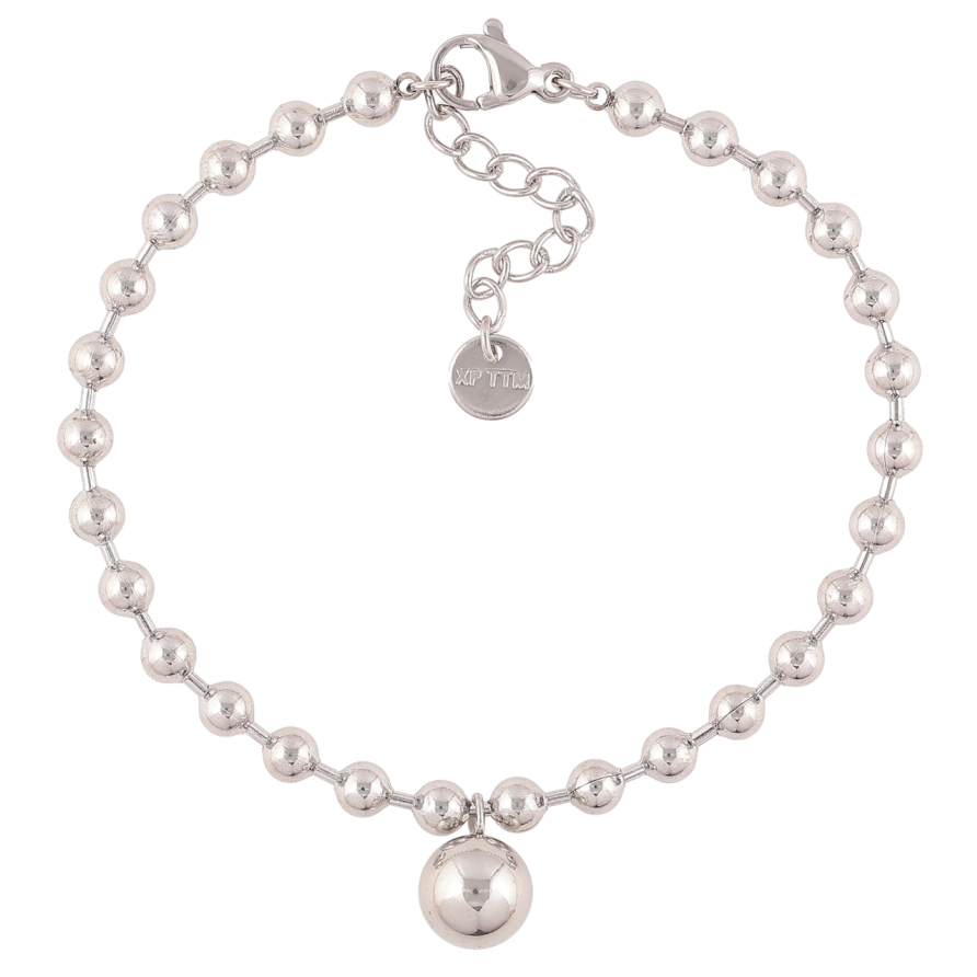 Браслет Xuping ТТМ Stainless Steel колір Родій «Ланцюжок Перлина з кулькою» з доп.ланцюжком 17-20см х 4мм фото №1